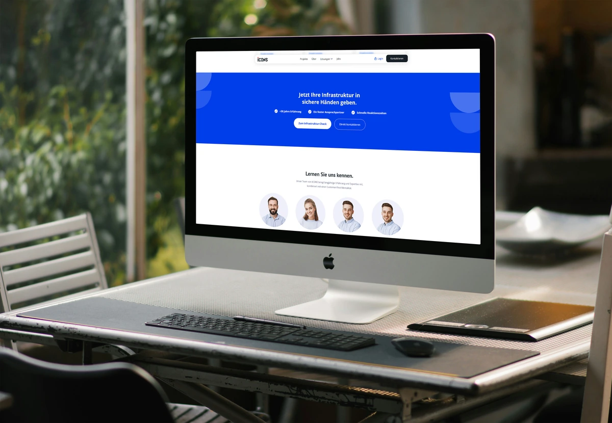 Kontakt- und Teambereich der ICONS Website